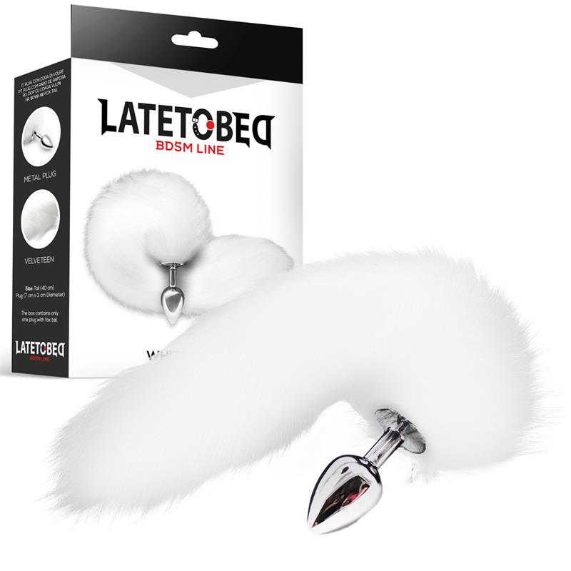 Plug anal en mtal avec queue de renard soyeuse 40 cm blanc Dulce o Picante Plug anal en mtal avec queue de renard soyeuse 40 cm blanc Dulce o Picante