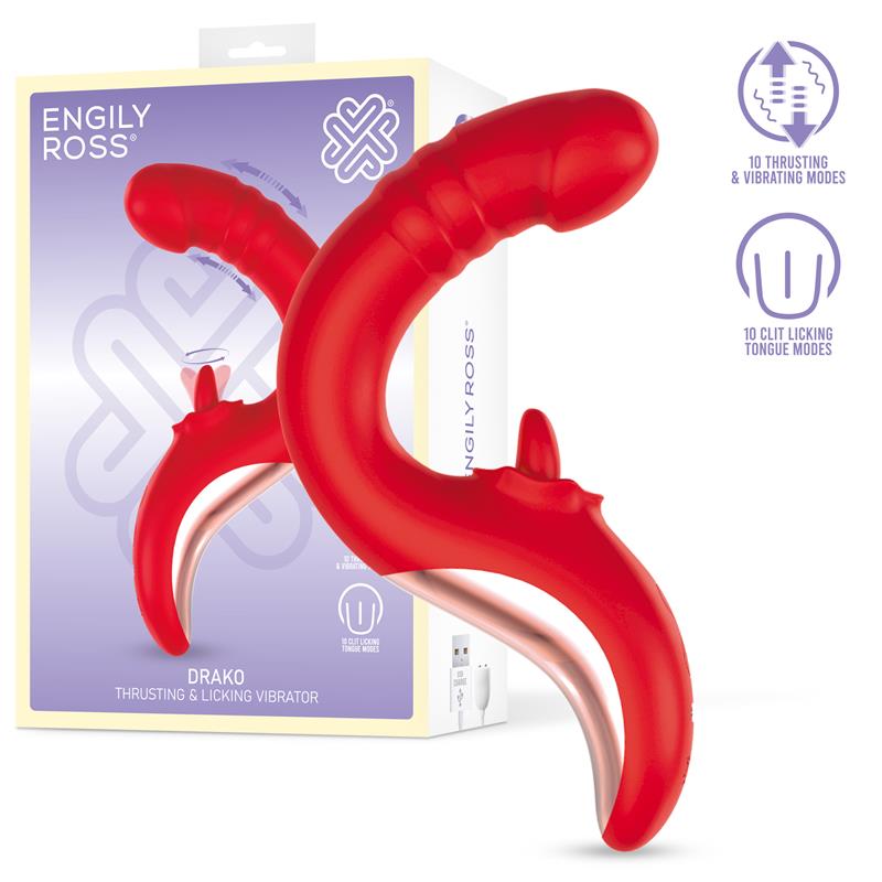 Vibromasseur Drako avec pousse et langue oscillante 360 Dulce o Picante Vibromasseur Drako avec pousse et langue oscillante 360 Dulce o Picante