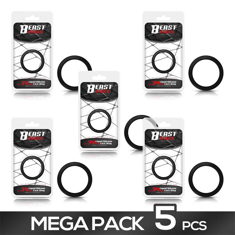 Pack de 5 Anillo Pene Silicona Liquida 34 cm