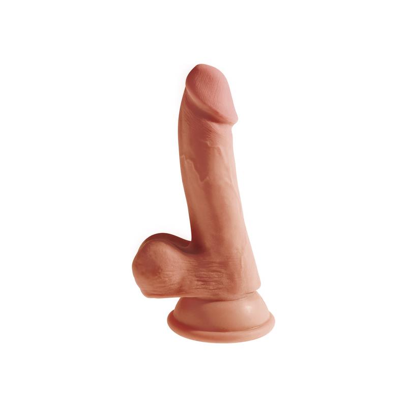 Dildo Triple Densidad con Testiculos 65 Caramelo