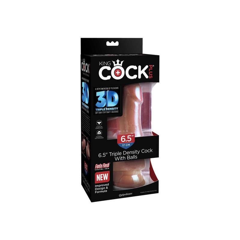 Dildo Triple Densidad con Testiculos 65 Caramelo