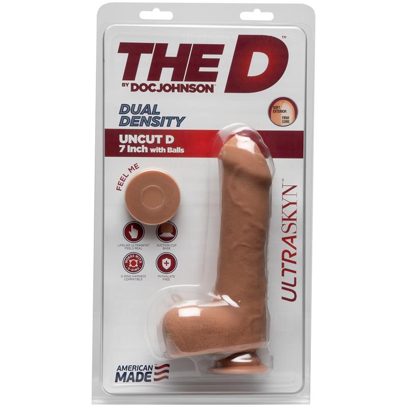 Dildo Dual Density Uncut D con Testiculos 7 Ultraskyn Caramel