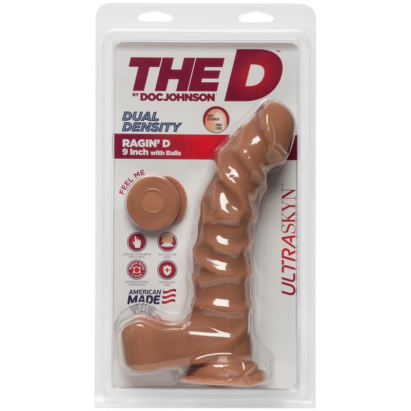 Dildo Dual Density RaginD con Testiculos 9 Caramel