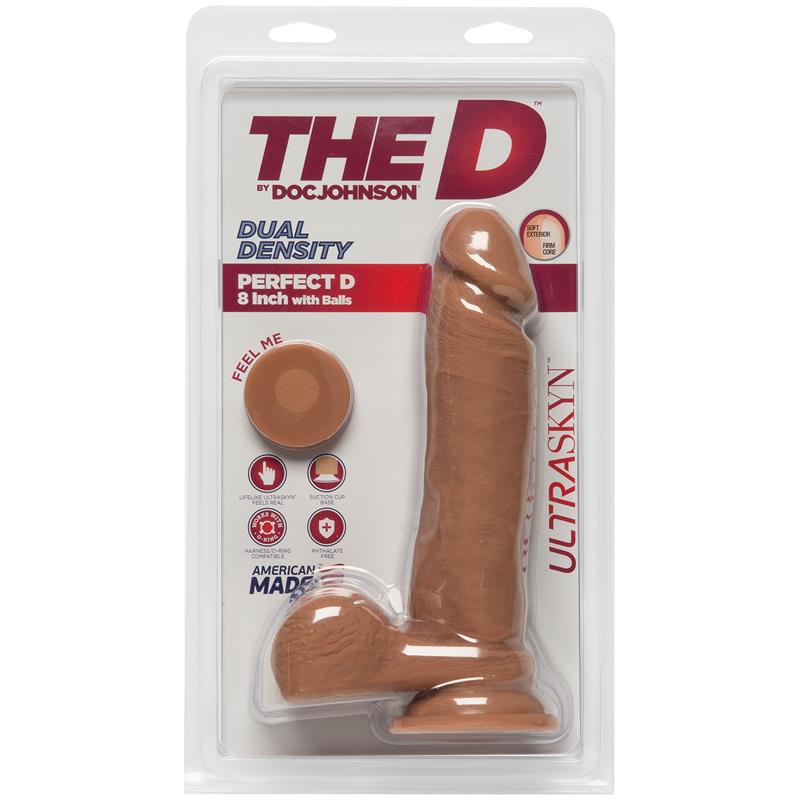 Dildo Dual Density Perfect D y Testiculos 8 Caramelo