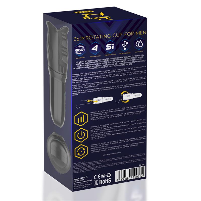 Cuper Masturbador con Rotacion 360º Silicona USB