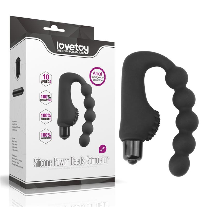 Cadena Anal Power Beads con Vibracion Negro