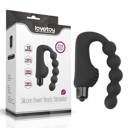 Cadena Anal Power Beads con Vibracion Negro