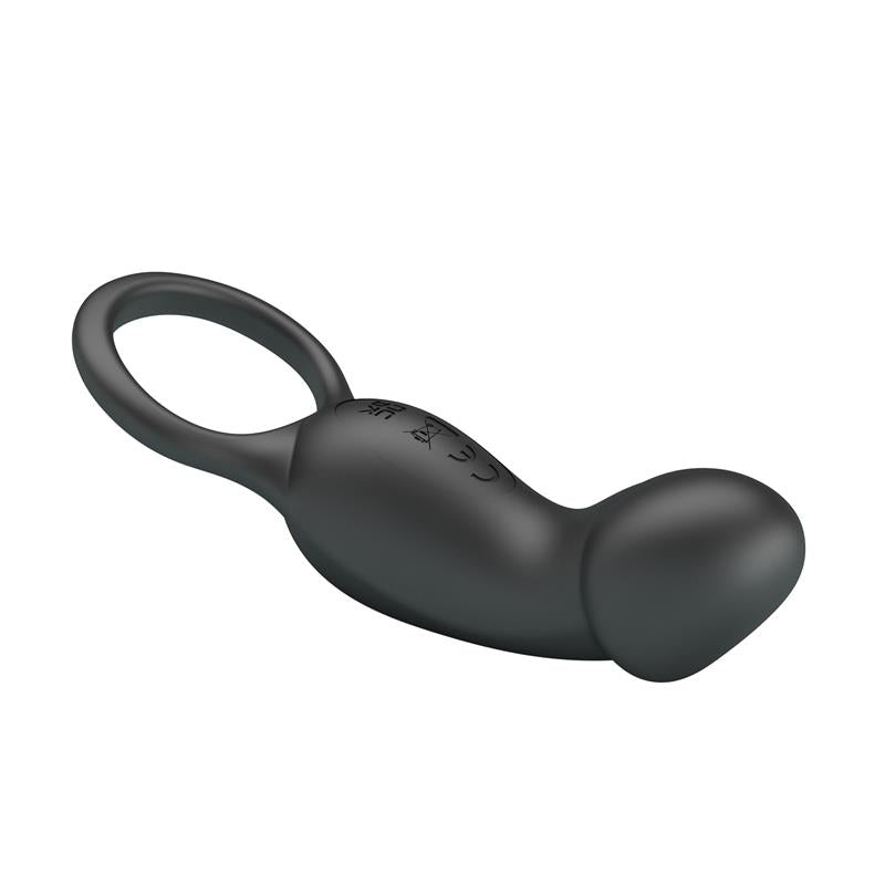 Trae Anillo Vibrador Silicona USB Negro