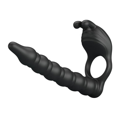 Blackney Anillo Vibrador con Plug Silicona Negro