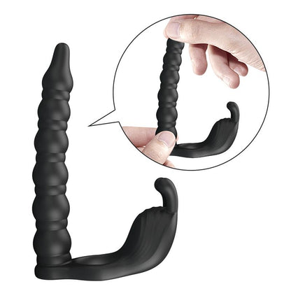 Blackney Anillo Vibrador con Plug Silicona Negro