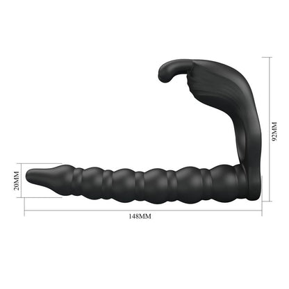 Blackney Anillo Vibrador con Plug Silicona Negro