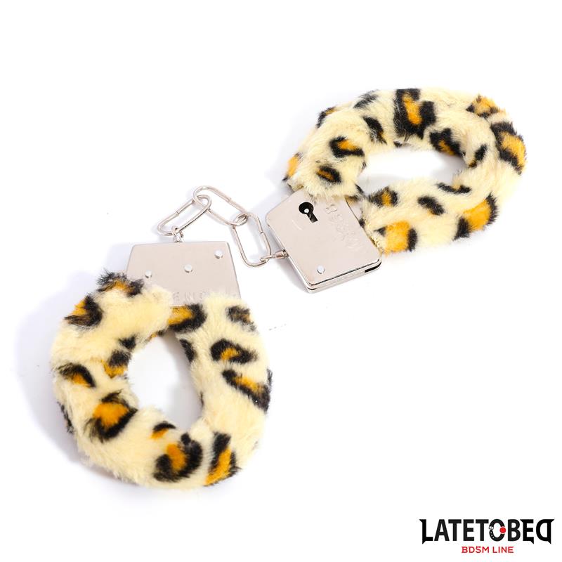 Esposas de Metal Furry con Pelo Animal Print Leopardo