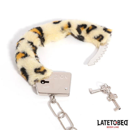 Esposas de Metal Furry con Pelo Animal Print Leopardo
