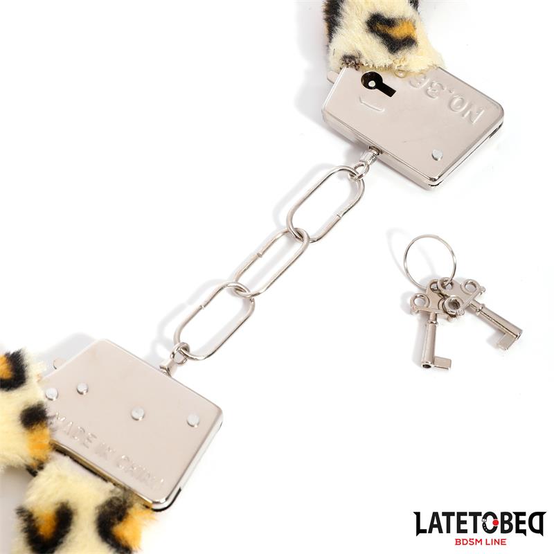 Esposas de Metal Furry con Pelo Animal Print Leopardo