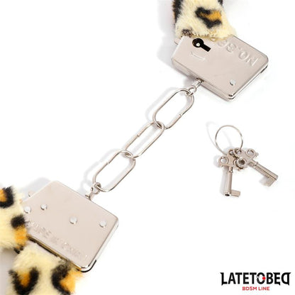 Esposas de Metal Furry con Pelo Animal Print Leopardo
