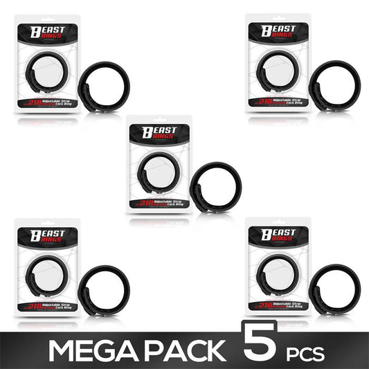 Pack de 5 Anillo Pene Ajustable Silicona Solida 15 21 cm