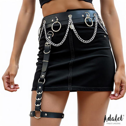 Coral Cinturon con Liga con Cadena Cuero Vegano Talla unica