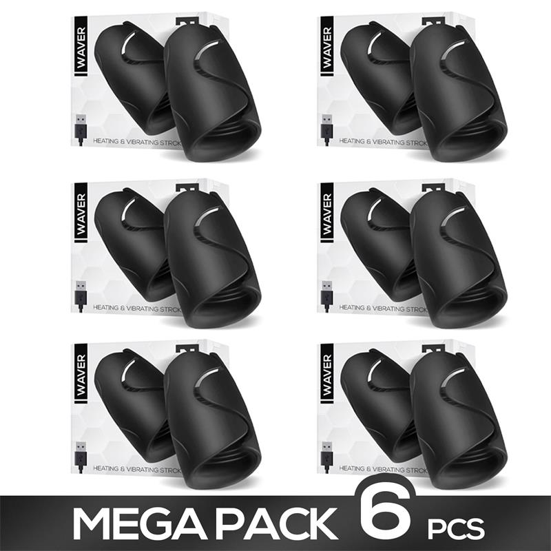 Pack de 6 Waver Masturbador Masculino Funcion de Calor y Vibracion Flexible