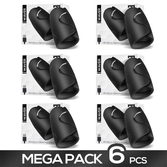 Pack de 6 Waver Masturbador Masculino Funcion de Calor y Vibracion Flexible