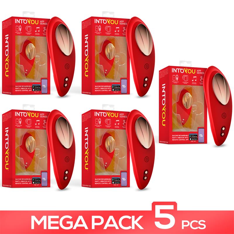 Pack 5 Vibrador de Braguita con APP Rojo