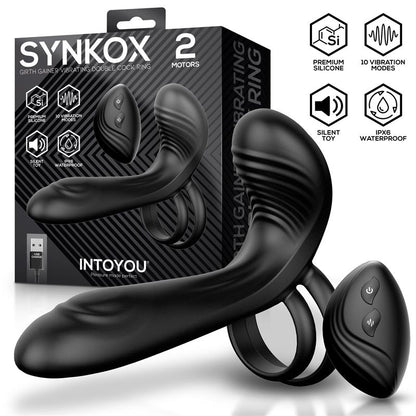 Synkox Girth Gainer con Doble Anillo para el Pene con Vibracion