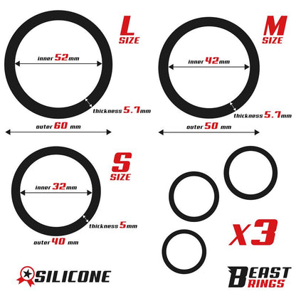 Set de 3 Anillos para el Pene Silicona S M y L