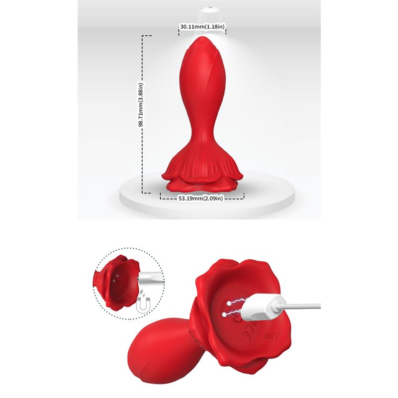 Plug Anal con Vibracion Base de Rosa