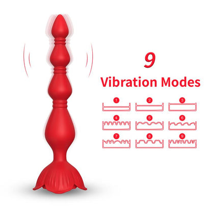 Cadena Anal con Vibracion Base de Rosa