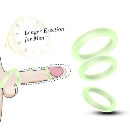 Set 3 Anillos para el Pene Brilla en la Oscuridad