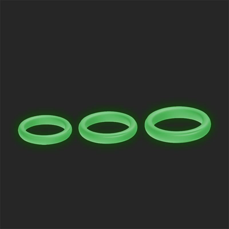 Set 3 Anillos para el Pene Brilla en la Oscuridad