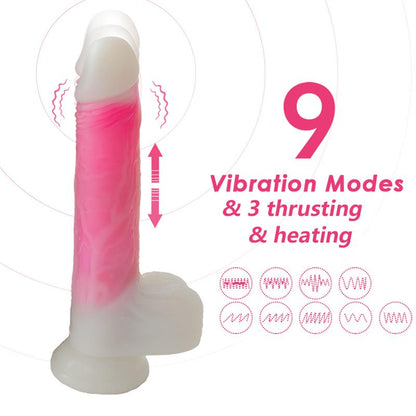 Dildo Doble Capa con Vibracion Thrusting y Calor 215 cm